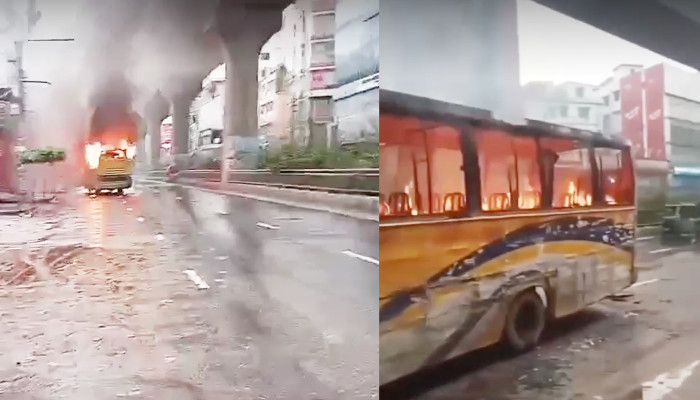 মিরপুরে যাত্রীবাহী বাসে হামলা ও অগ্নিসংযোগ মিরপুরে যাত্রীবাহী বাসে হামলা ও অগ্নিসংযোগ