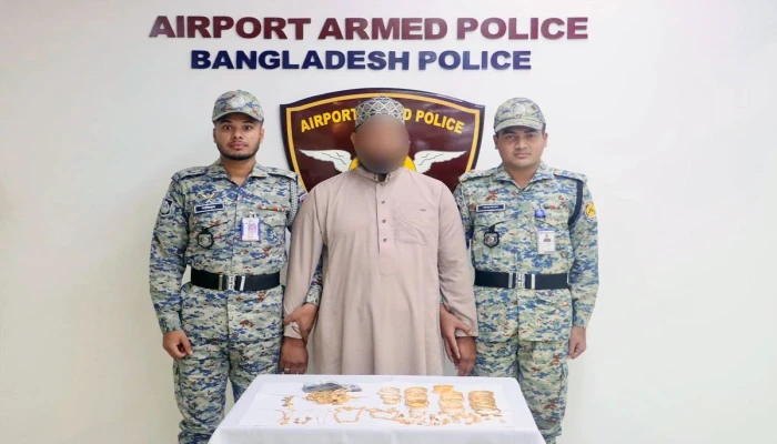 শাহজালাল বিমানবন্দরে ১৩০০ গ্রাম স্বর্ণসহ এক ব্যক্তি আটক, চোরাচালান সিন্ডিকেটে জড়িত থাকার স্বীকারোক্তি