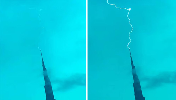 দুবাইয়ে বৃষ্টির দিনে বুর্জ খলিফায় বজ্রপাত, ভাইরাল হলো ক্রাউন প্রিন্সের ভিডিও