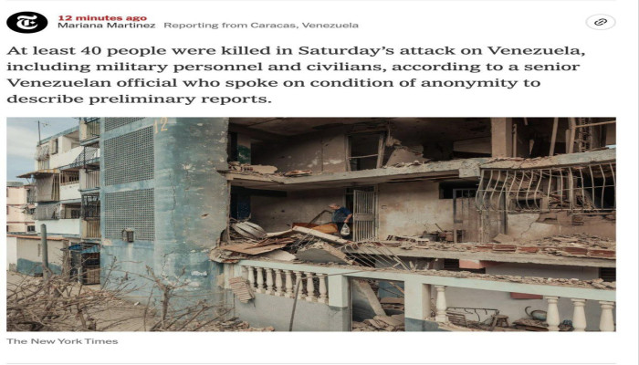 ভেনেজুয়েলায় মার্কিন হামলায় অন্তত ৪০ জনের মৃত্যু, নিহতদের মধ্যে বেসামরিক নাগরিকও রয়েছেন
