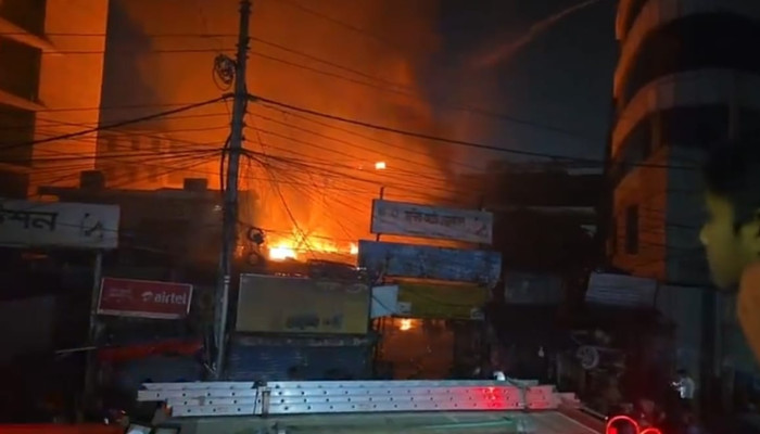 কারওয়ান বাজারে ভয়াবহ অগ্নিকাণ্ড: নিয়ন্ত্রণে ফায়ার সার্ভিসের ১১ ইউনিট