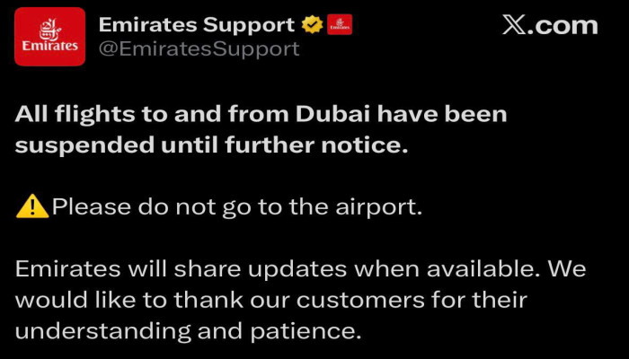 দুবাইগামী সব ফ্লাইট স্থগিত করল এমিরেটস: যাত্রীদের বিমানবন্দরে না যাওয়ার পরামর্শ