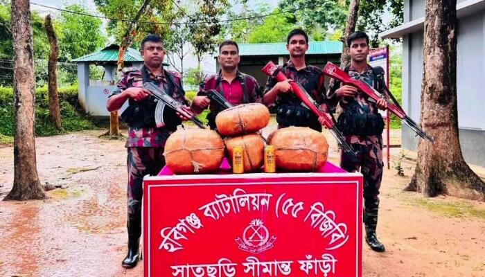 হবিগঞ্জে বিজিবির তিন অভিযানে প্রায় ১.৮ কোটি টাকার ভারতীয় পণ্য ও গাঁজা জব্দ