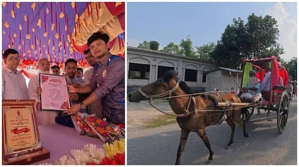 ঘোড়ার গাড়িতে রাজকীয় আয়োজনে বিদায় পেলেন প্রধান শিক্ষক