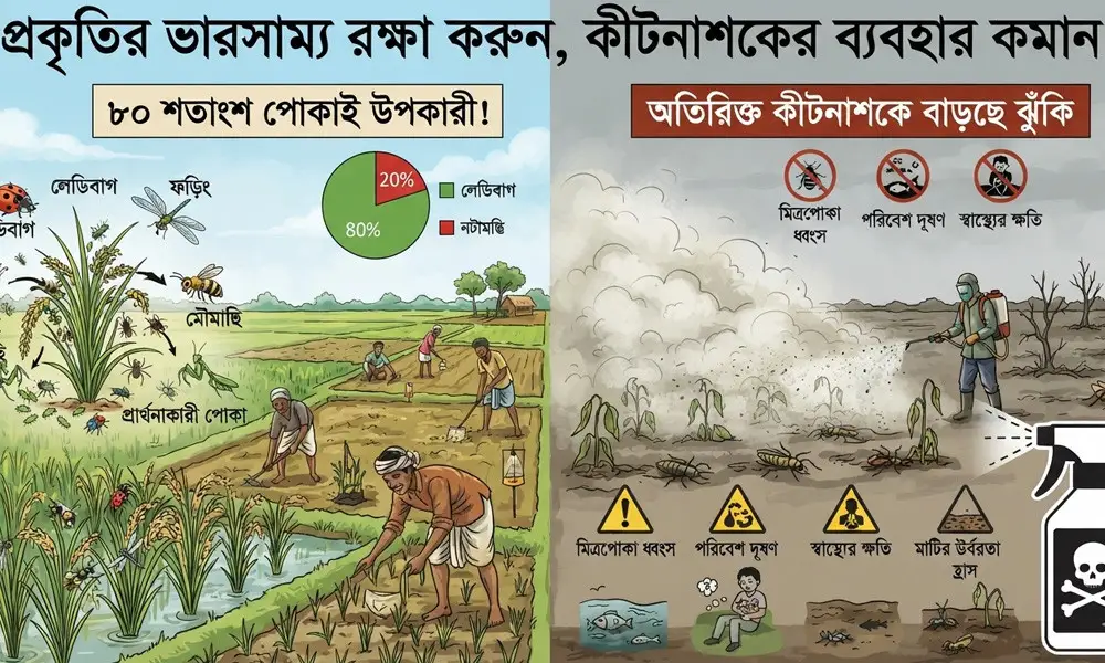 ৮০ শতাংশ পোকাই উপকারী, অতিরিক্ত কীটনাশকে ফসল ও পরিবেশে বাড়ছে ঝুঁকি