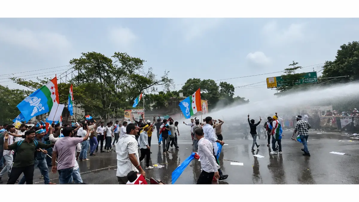 বিহারে মুখ্যমন্ত্রীর বাসভবনের সামনে বিক্ষোভ, শিক্ষার্থীদের ওপর জলকামান
