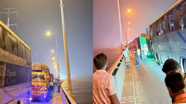 যমুনা সেতুতে সংঘর্ষ, উত্তরবঙ্গমুখী লেনে যান চলাচল বন্ধ