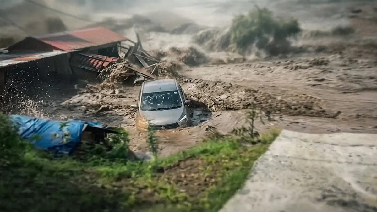 আমগাছ আঁকড়ে ভয়াবহ বন্যা থেকে প্রাণে বাঁচলেন নেপালি তরুণ