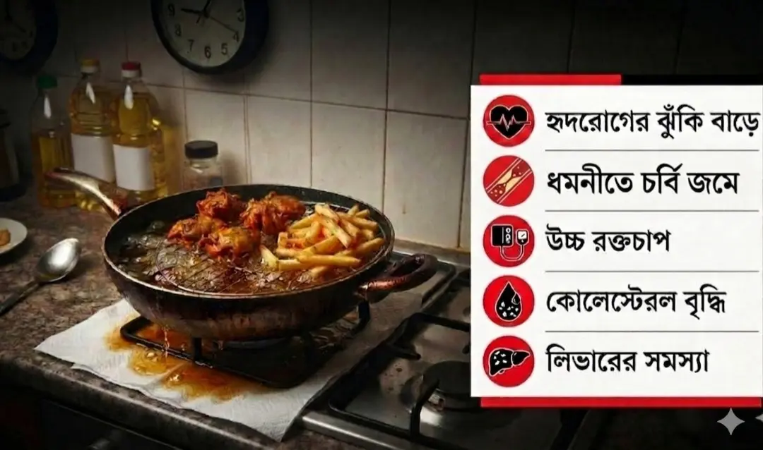 রান্নায় অতিরিক্ত তেল ব্যবহারে বাড়তে পারে বিভিন্ন স্বাস্থ্যঝুঁকি
