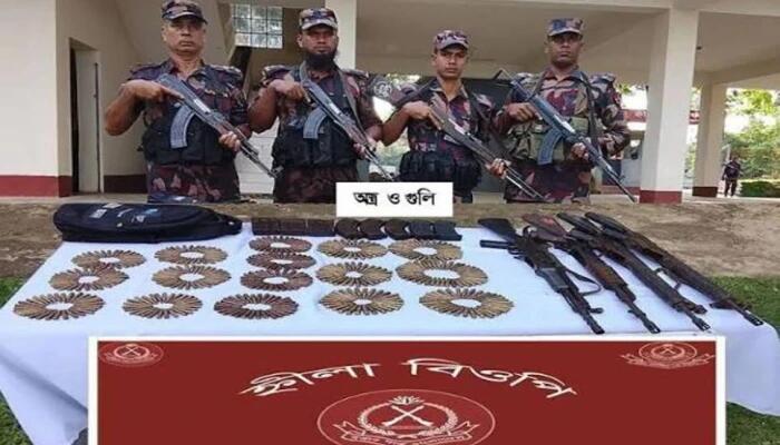 টেকনাফে বিজিবির অভিযানে বিপুল অস্ত্র ও গুলি উদ্ধার