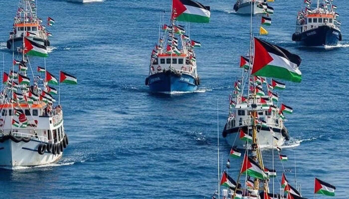 ইসরাইল গাজাগামী গ্লোবাল সুমুদ ফ্লোটিলার ৪০ নৌযান আটক, একটি নৌকাই গাজার পথে